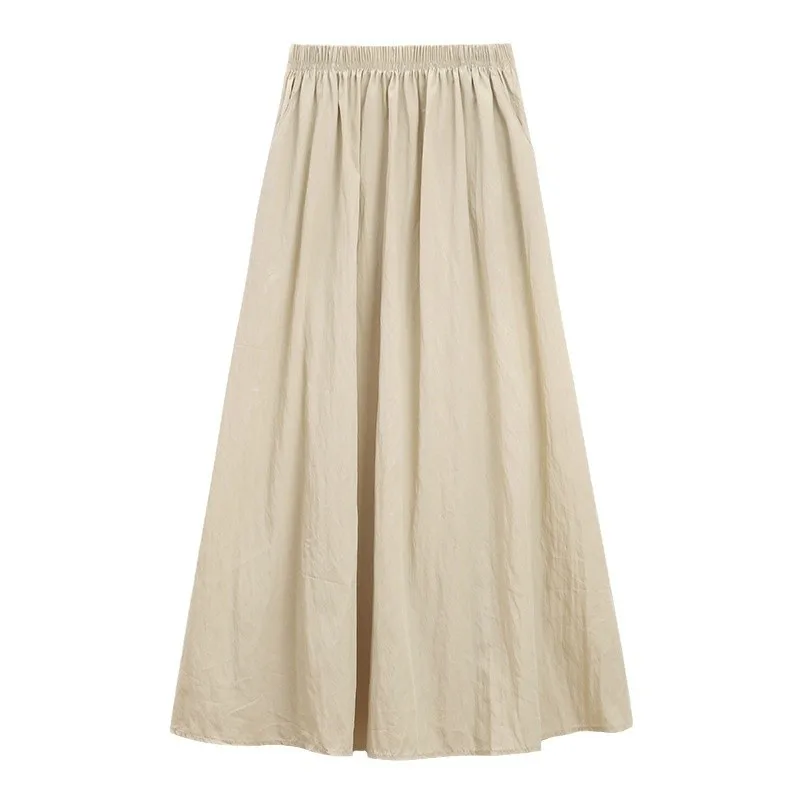 Women Solid Color A Line Pleated Skirt for Spring Autumn