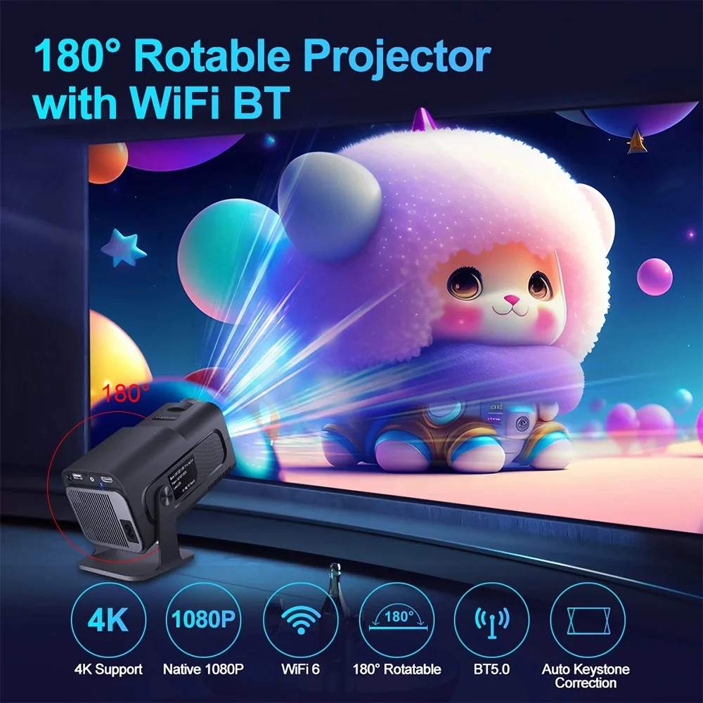 Smart Portable PICO Led Full hd 4k Screen 1080p Mini LCD Home Smart VideoAndroid Projector 1080p