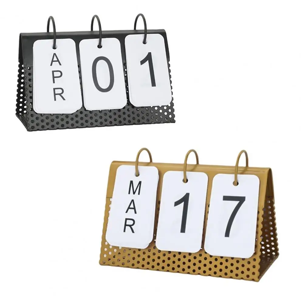 Desk Calendar Multi-purpose Page Turning Circle Binder Firmly Placed Decorative Daily Schedule Iron Art Flipping Calendar Deskto