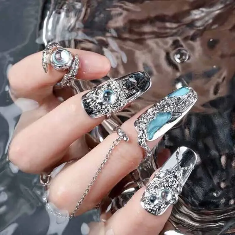 Crystal Fingernail Armor Covers Women Nail Armor Cosplay Fingernail