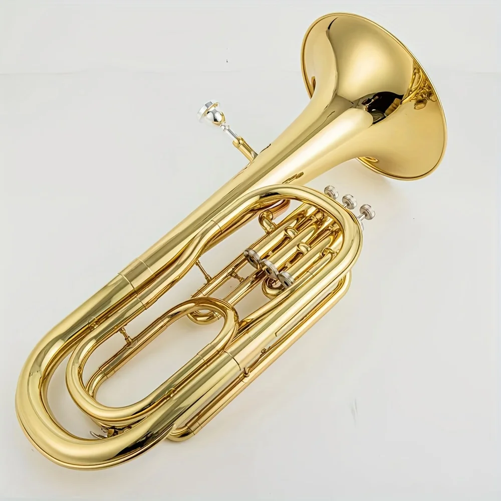 JYBT-E100G B Flat Baritone Horn Lacquered Brass Gold Tenor Horn Professional Jazz Instrument Beginners