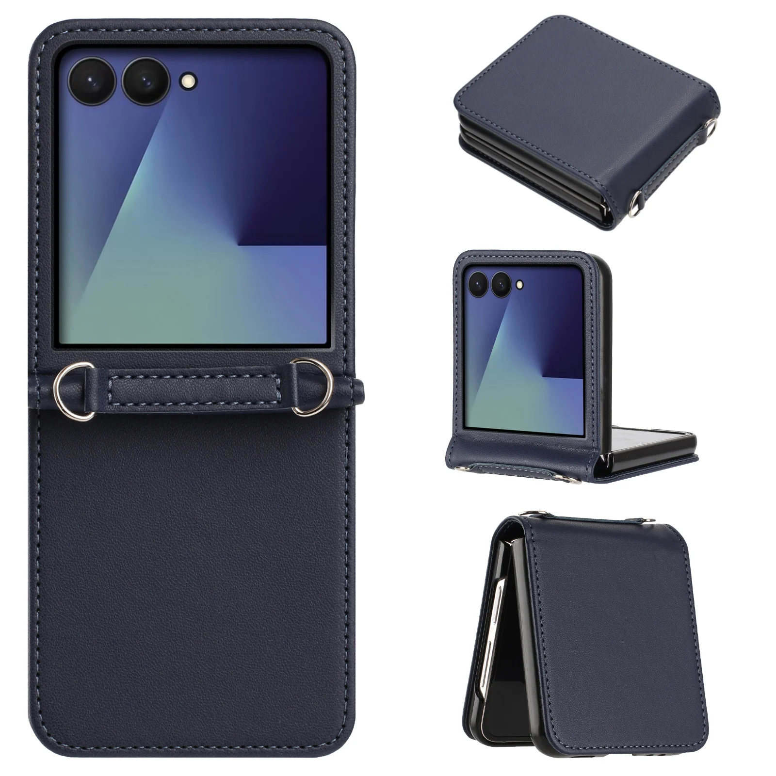 Slim Leather Phone Case with Kickstand and Shockproof Design - Solid Color Skin Feel