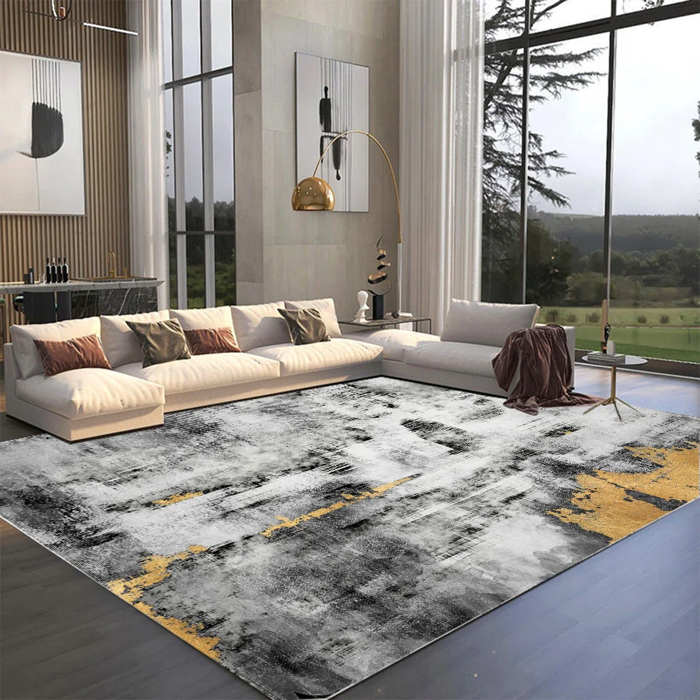 Alfombra nórdica dorada y gris para decoración del hogar, tapete grueso  para dormitorio, diseño moderno, para sala de estudio - AliExpress