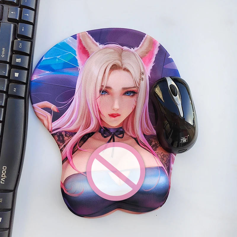 

Gaming vtuber boob mousepad girl anime with wrist rest mat cute sexy blond Cartoon League of Legends Ali 3d breasts own image