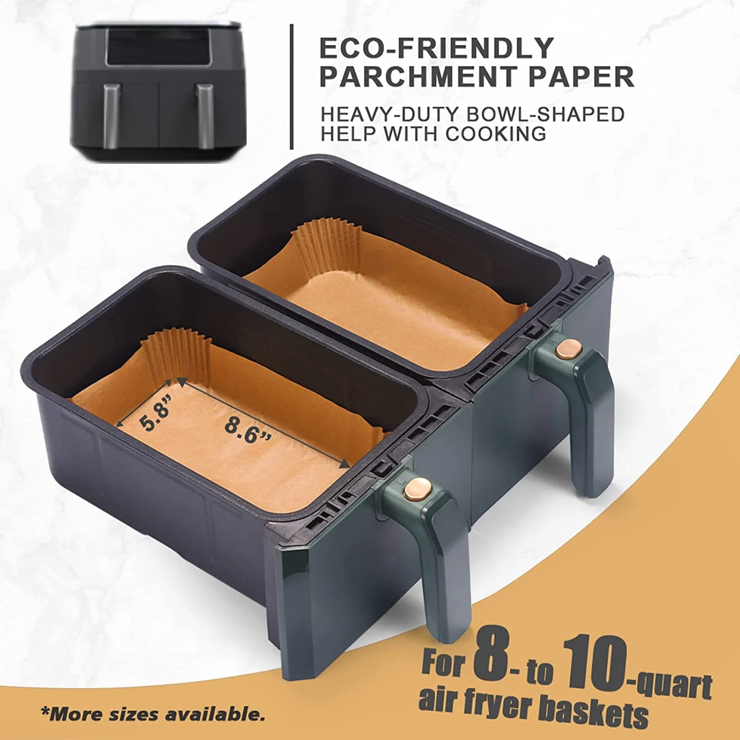 Air Fryer Disposable Paper Liners Square, 9 inch 120pcs Air Fryer Parchment Paper Liner, Non-Stick Unbleached Air Fryer Paper Pads Oil Resistant