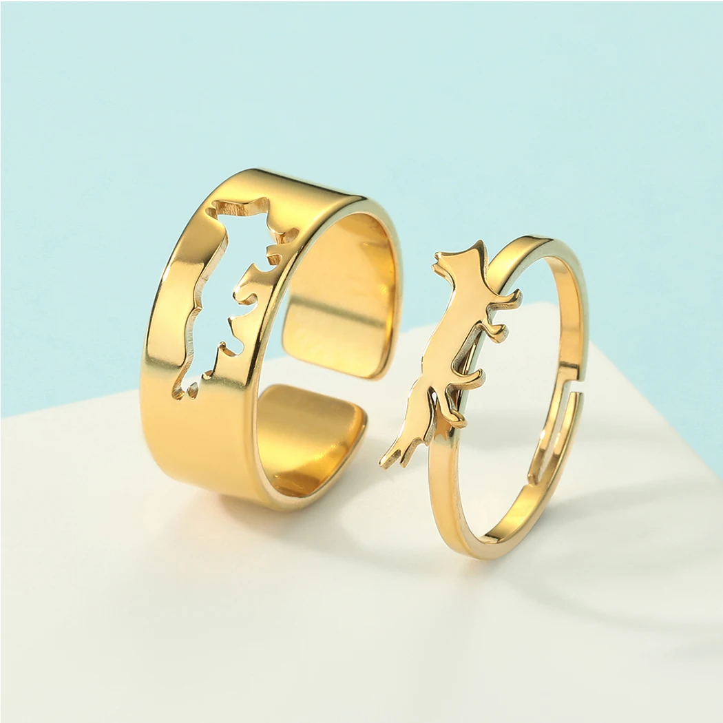 Простое резное ювелирное изделие из лисы Kinital 2022, изящное и модное кольцо из нержавеющей стали, новогодний подарок, ювелирные изделия для влюбленных