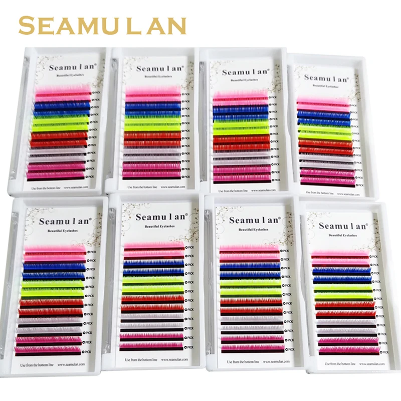 

Mix Color Lashes Individual Eyelashes Mink Natural False Colored Lashes Makeup Faux Eyelash Extensions Colored Eyelashes Pink