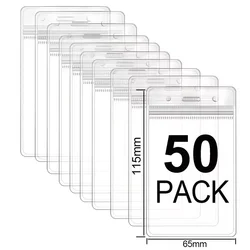 Clear Waterproof PVC Card Holder with Clip - Slim Protective Sleeve (A - Clear 50PCS)
