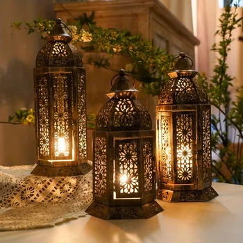 Retro Moroccan Metal Lantern Candle Holder, Suitable for 1