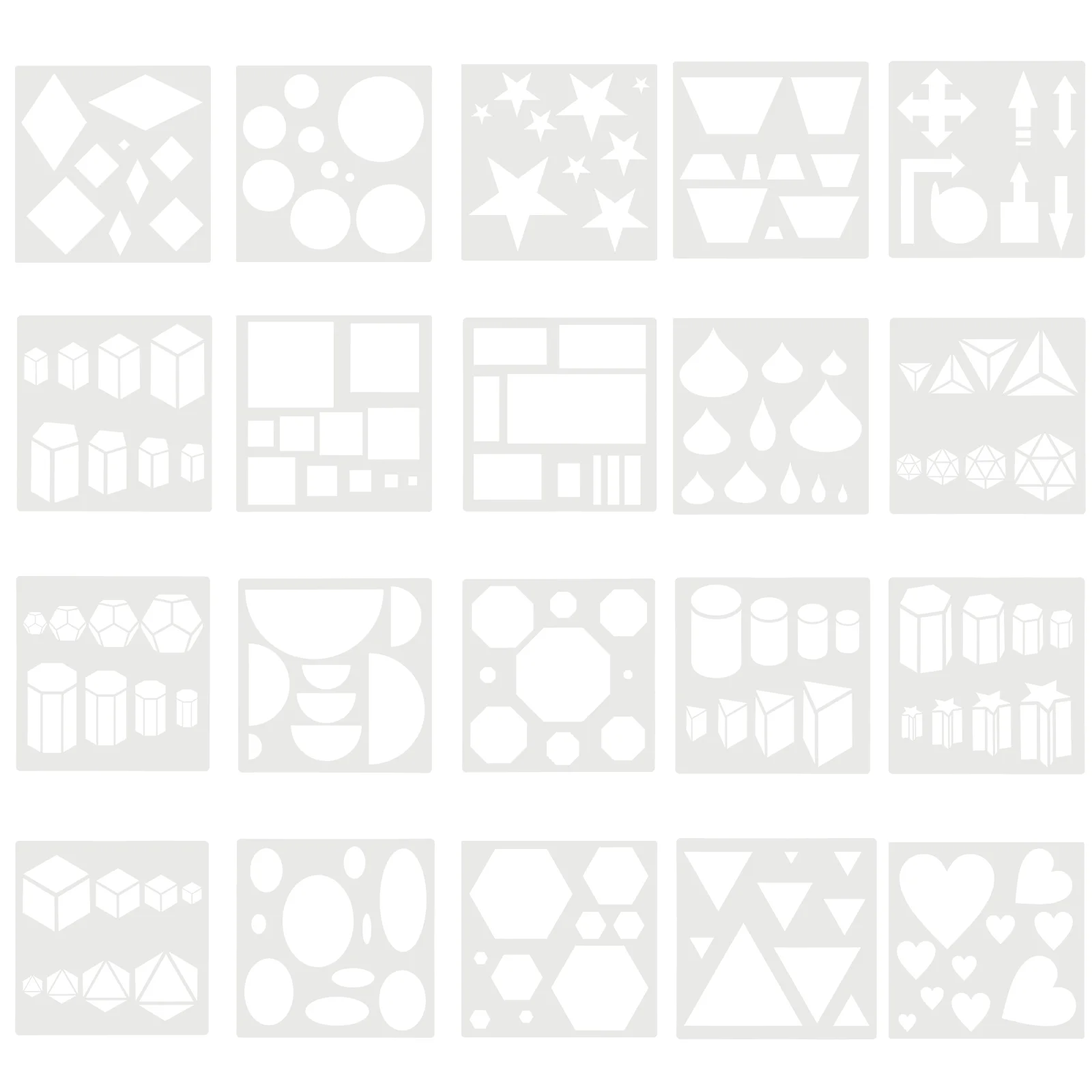 

20 Pcs Geometry Template Learning Stencils Geometric Drawing Template Geometric Drawing Tablets for Kids Education