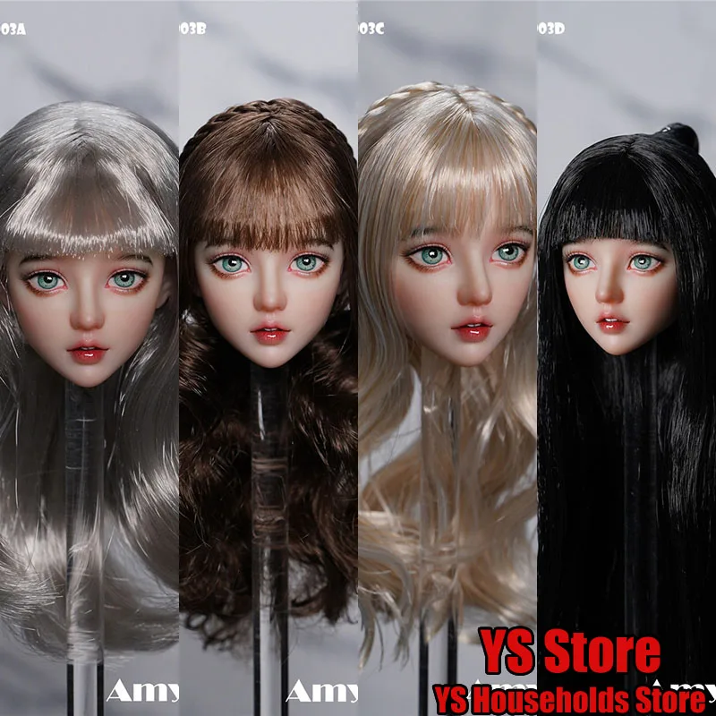 

KID KING KKP003 1/6 Beauty Kawaii Fairy Girl Delicate Head Sculpt Gold Sliver Curl Braid Hair Decors Model Toys For 12" Body