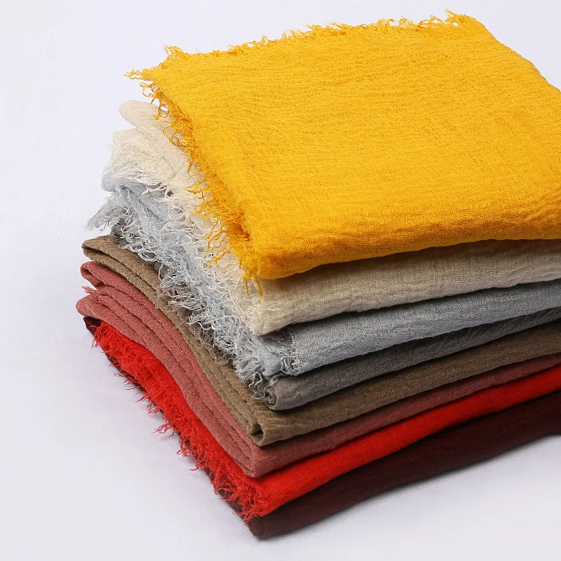 Pay attention to size selection Plain Wrinkle Wrap Cotton Long Shawl women Crinkle Hijab Shawl Muslim Head Hijab scarf wholesale