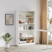 White Bookshelf for Bedroom 5 Shelf Office Bookcase 60 Inches Tall Modern Wood Bookshelf 2