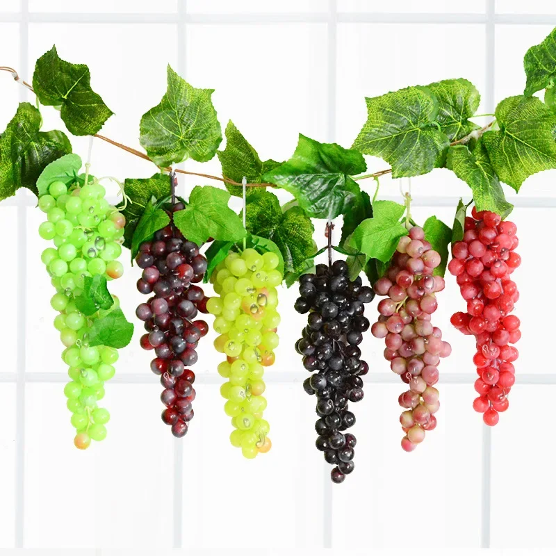 Artificial Fruits and Vegetables Artificial Grapes 18/36/85 Heads Black Red Green Purple Artificial Grapes Photo Props Party Decoration Fake Fruits Wedding Birthday Party Supplies