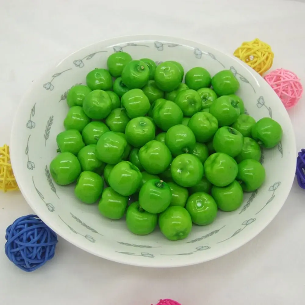 50pcs Mini Artificial Foam Fruit 2cm Fake Apples Food Model Fake Fruits Funny Fruit Model Home Garden Decor Photography Props