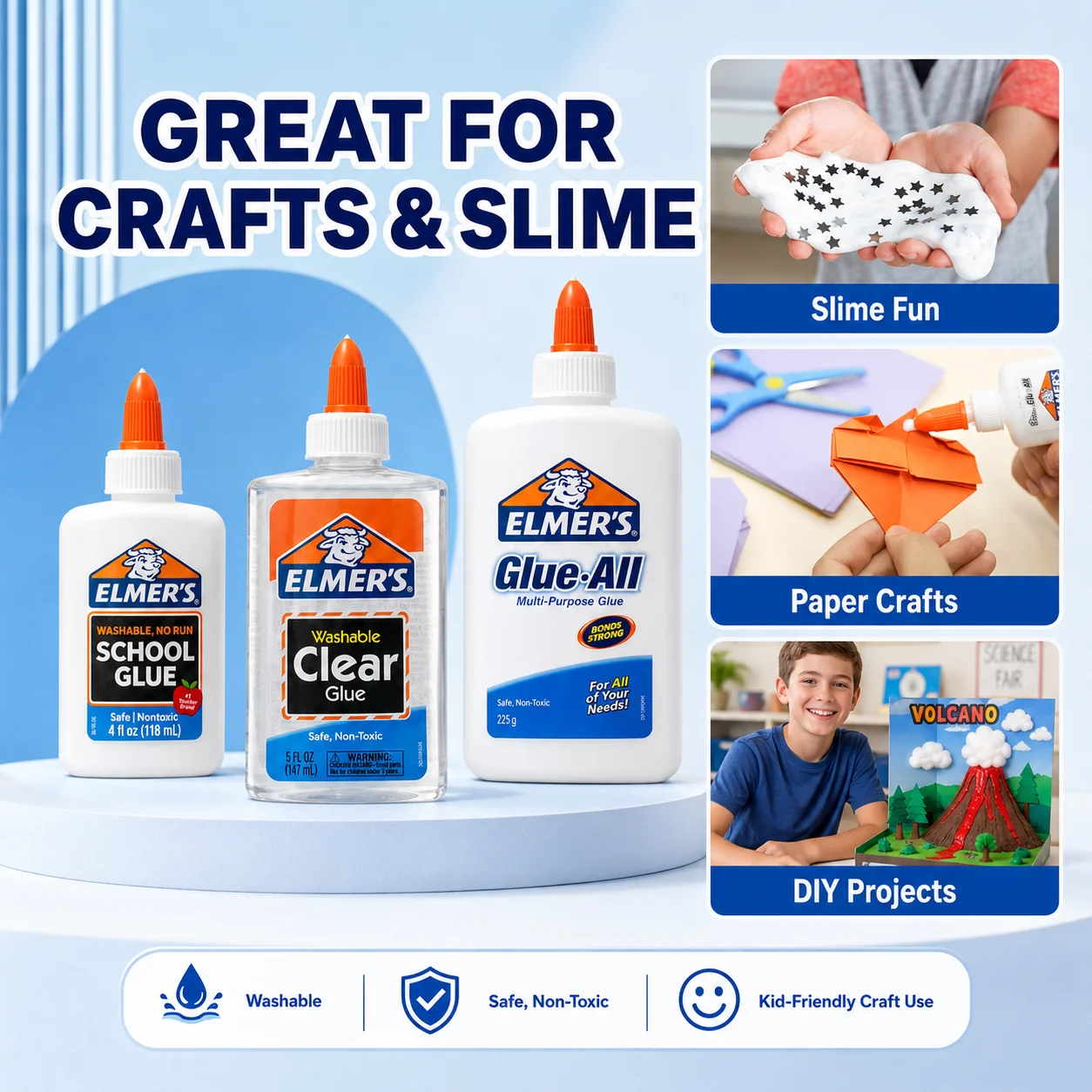 Elmer’s Glue Washable Liquid School Glue All Purpose Glue-All for Making Slime Student School Supplies Art DIY - 3