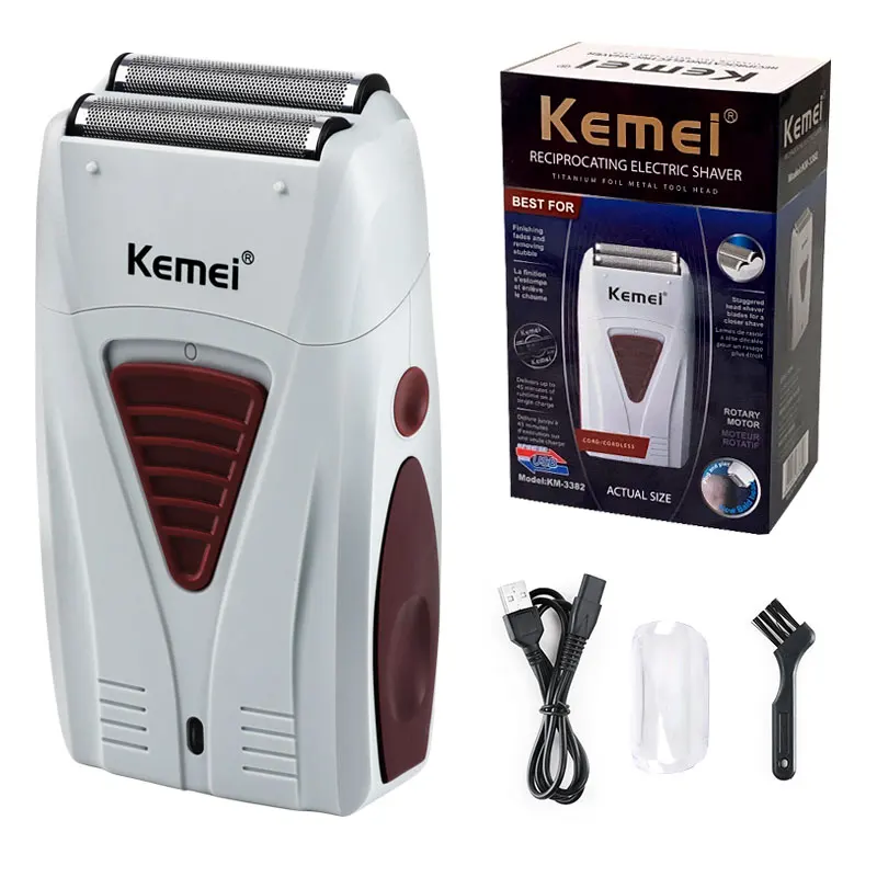 Professional Rechargeable Hair Clipper 0mm Bareheaded Hair Removal Razor Electric Shaver for Men Cordless Kemei-3382