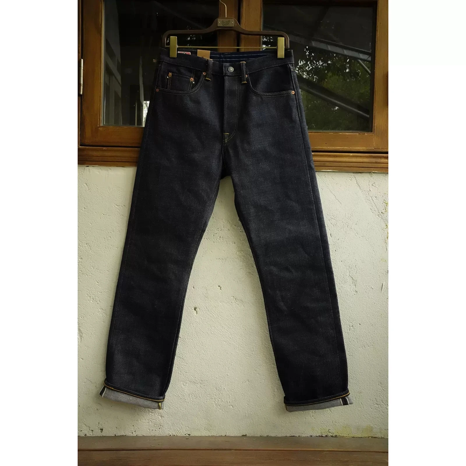 BOB DONG N235 Rigid Men's Jeans 22oz Raw Selvage Denim Pants Straight Leg 2