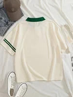 Contrast Color Versatile Polo T-shirt, Short Sleeve Causal Tennis Polo T-shirt, Women's Activewear - Image 4