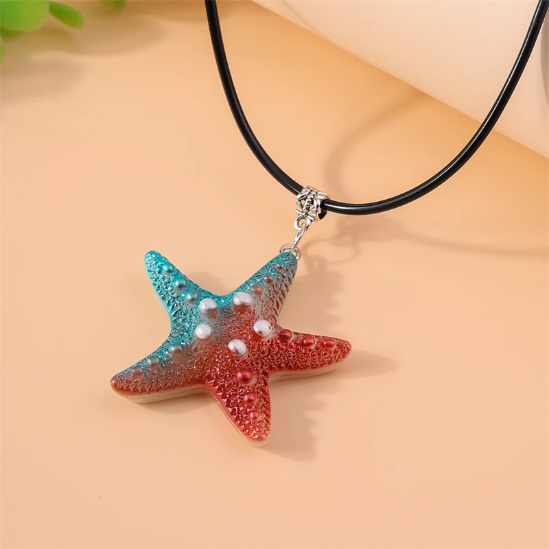 Modische große Seestern-Anhänger-Halskette für Frauen und Mädchen, Sommer, Strand, Urlaub, Urlaub, Schmuck, Geschenke – Detail 7