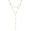Gold Plated Lariat Necklace for Women Double Laryer Long Chain Drop Pendant Choker Necklaces Fashion Gifts
