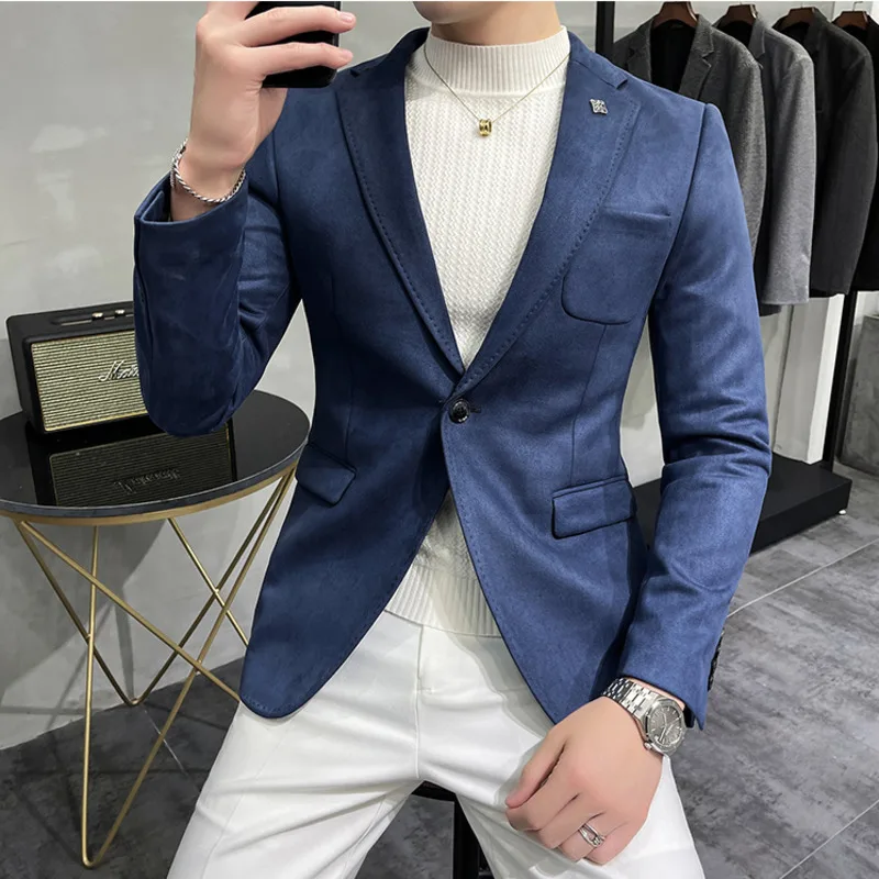 Men Suits Jackets Deerskin Leather Jacket Blazer Men