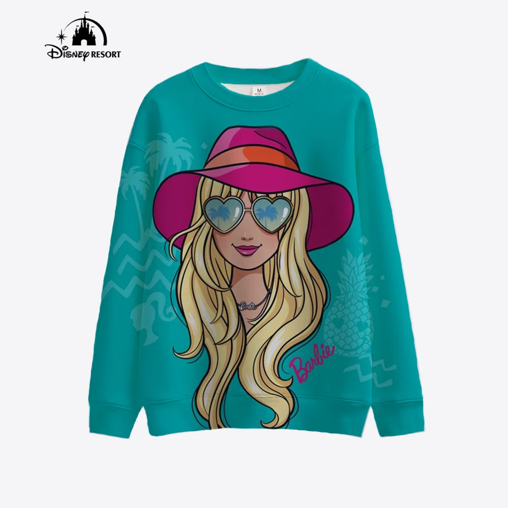 thumbnail image 1 of Sudadera con capucha de cuello redondo con estampado de princesa Barbie nueva de primavera y otoño de 2024, sudadera con capucha informal de manga larga con cuello redondo, regalo de Navidad rosa, 1 of 5