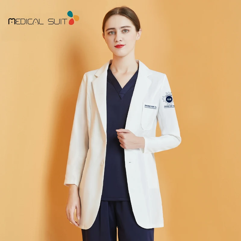 Doctor wear white coat oral doctor dental doctor traditional Chinese medicine coat men and women's slim medium long