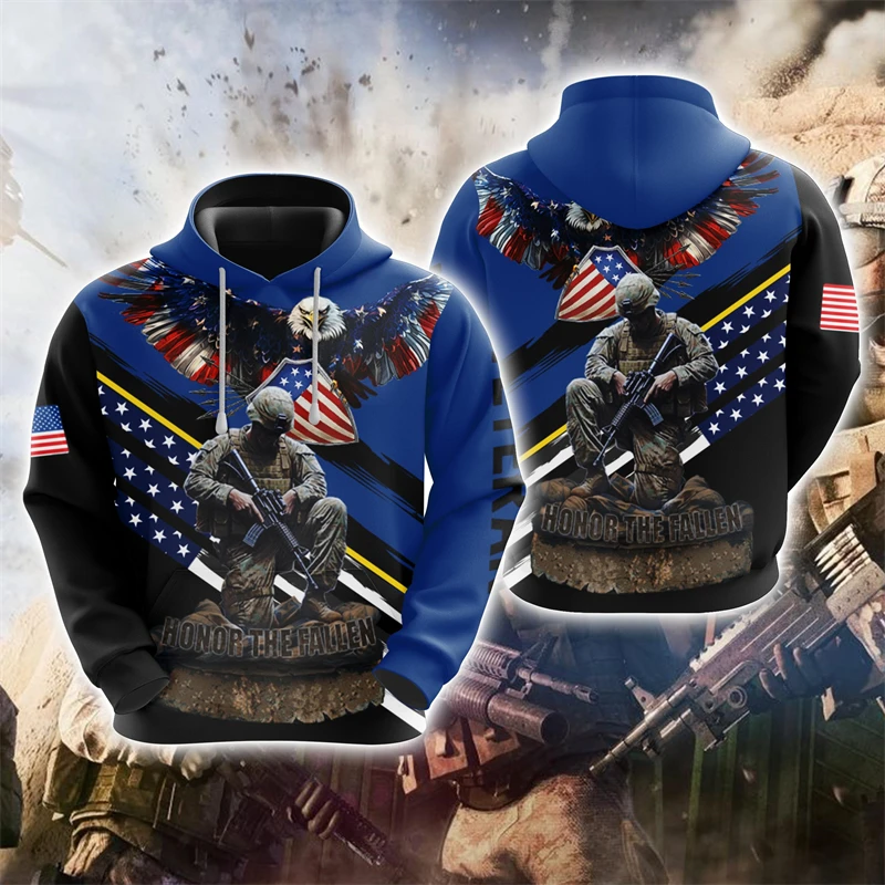 thumbnail image 1 of Sudadera con capucha con estampado 3D de veteranos de EE. UU., ropa para hombre, chándal con bandera de EE. UU., águila, informal, 1 of 5