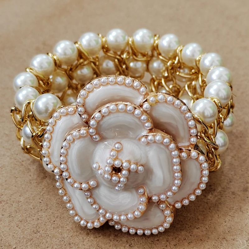 Pearl Bracelet Trendy Starfish Flower Elastic Pearl Bracelet Bangle Jewelry For Women Party Gift
