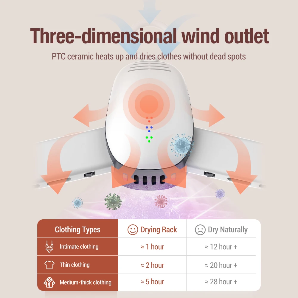 Portable Clothes Dryer Folding Drying Rack Shoes Heated Machine Electric Clothing Heater Laundry Hang Garment Dehumidifier Trave 5
