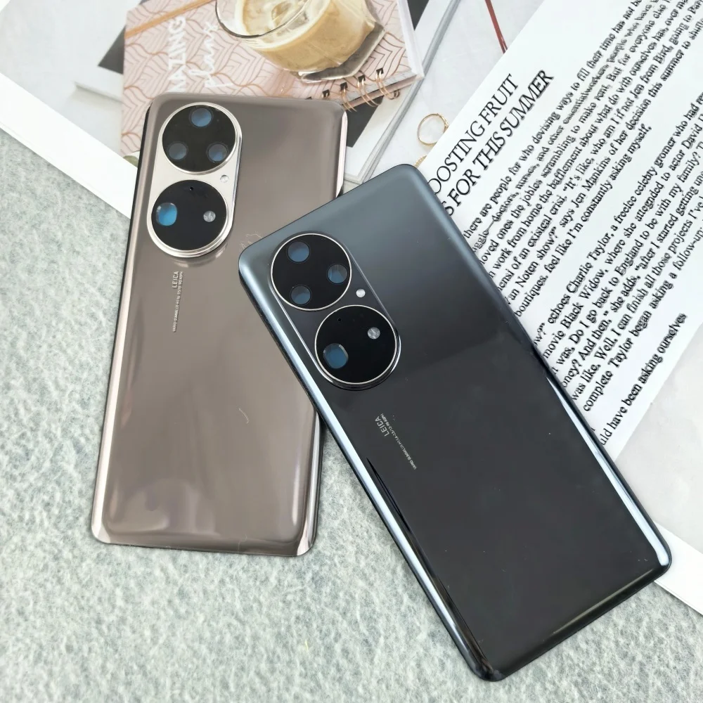 화웨이 P50 Pro/P50 ABR-AL00 5G 배터리 커버 후면 도어 하우징 패널 수리 부품 및 카메라 렌즈 프레임용 오리지널 백 글래스