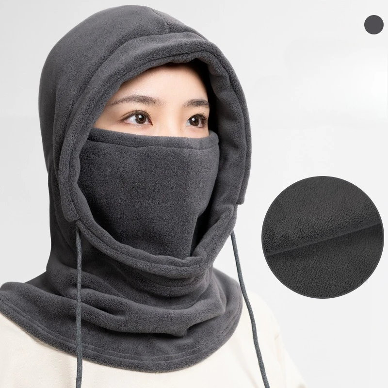 Unisex Windproof Balaclava - Knit Fleece-Lined Hood with Adjustable Drawstring for Motorcycle, Skiing & Outdoor Winter Sports