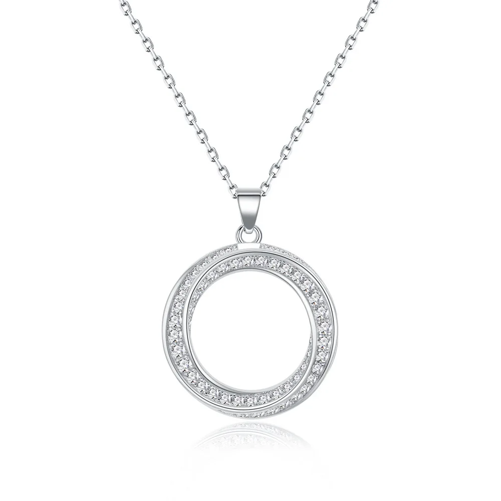 

2023 Новое модное универсальное ожерелье Mobius женская серебряная цепочка на воротник S925 инкрустированная микро полностью алмазная подвеска