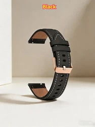 18MM PU Leather Smartwatch Strap - Premium Wristband Bracelet Accessory - 18mm Universal (Black)