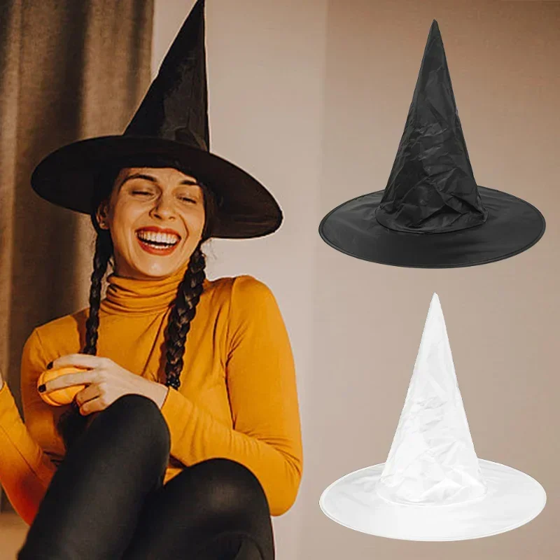 Halloween Witch Hat 1-12pcs Kids Adults Halloween Party Cosplay Costume Props Decoration Black Wizard Cap Yard Hanging Witch Hat