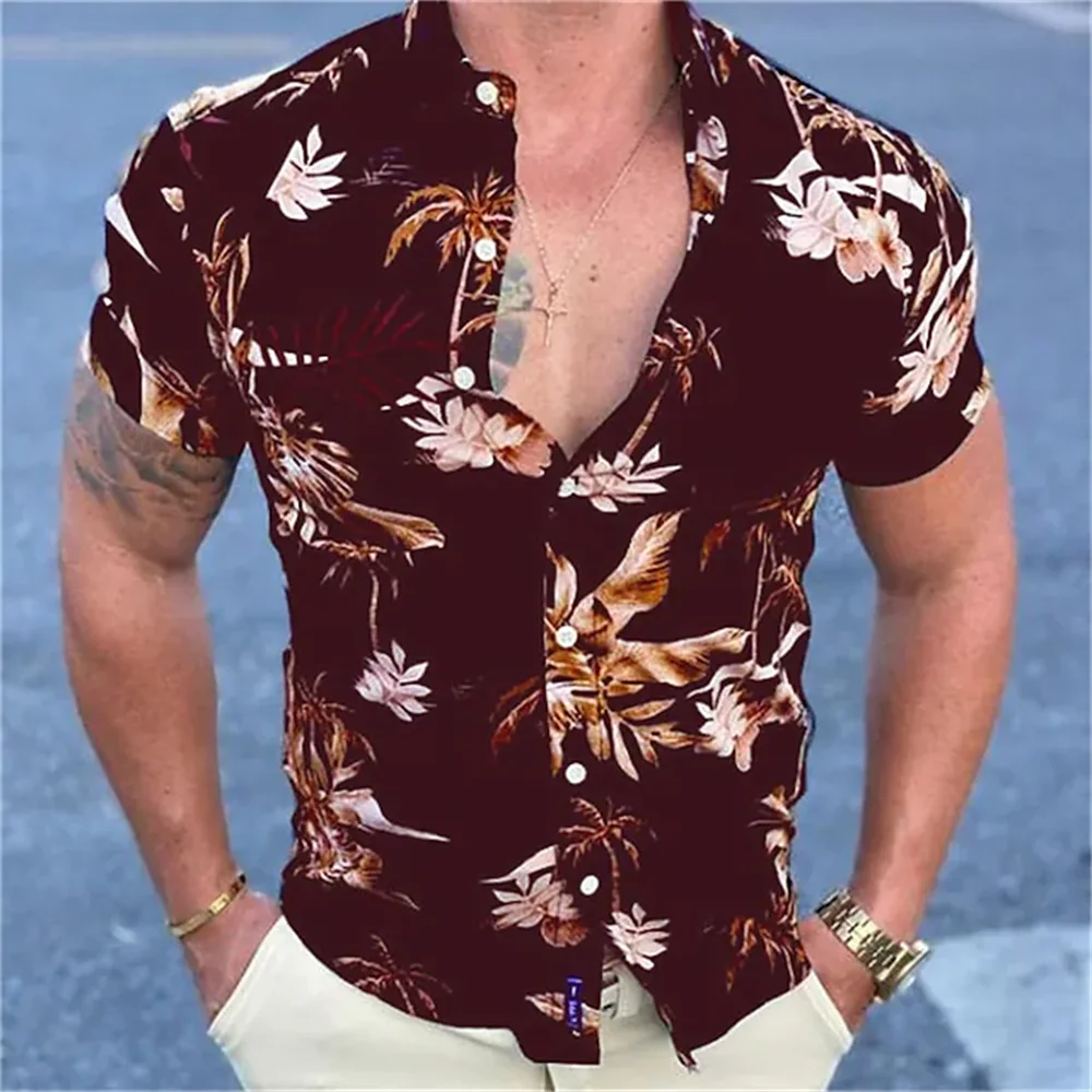 Hawaiian Shirt For Men 3D Print Short Sleeve Summer Oversized