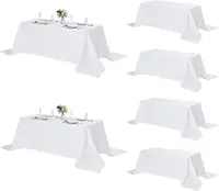 6 Pack Rectangle Tablecloth, 90x156 Inch, Stain Resistant and Wrinkle Polyester Table Cloth, Fabric Table Cover for Kitchen