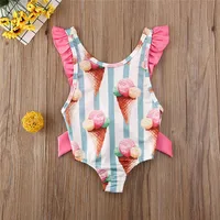 Toddler Girls Swimsuit For Kids 1-4 Year Striped Swimwear Swimming Children Backless Bikini Newborn Baby One Piece Bathing Suit 5