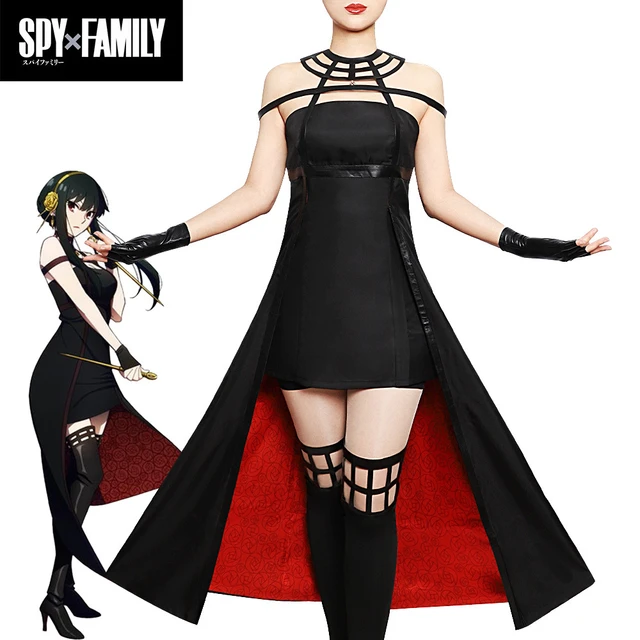 Anime Spy X Family Yor Forger Cosplay Costume Wig Dress Suit Black Red  Skirt Set Yor Briar Earring Long Hair Women Clothes Party