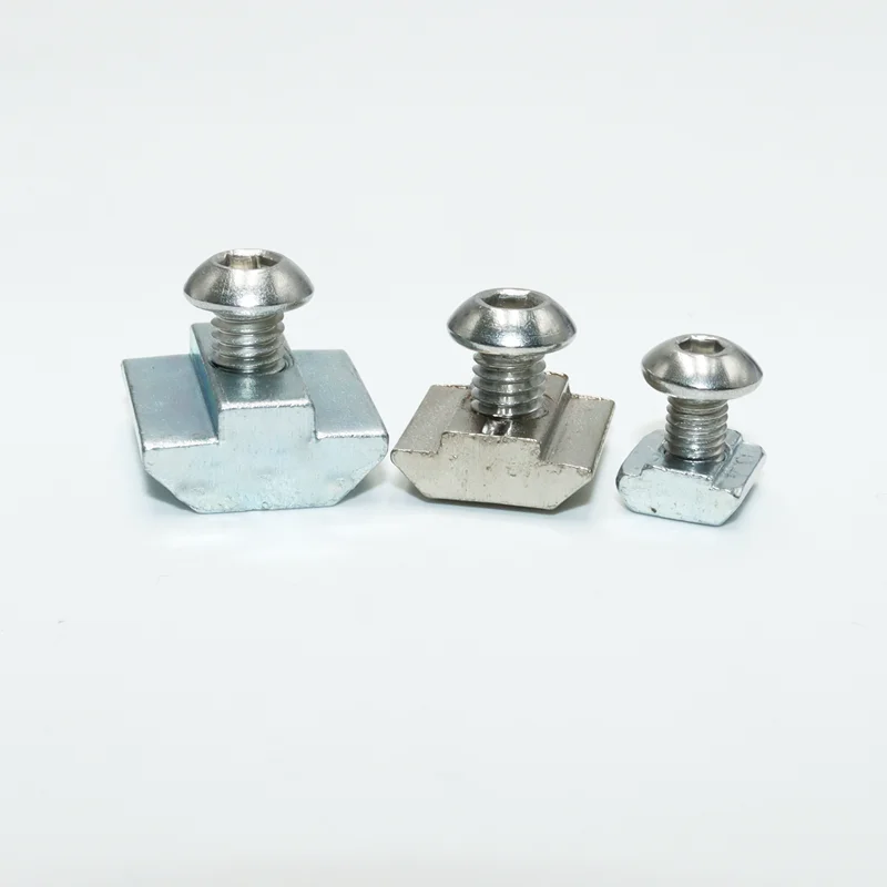 T-Slot Nut and Stainless Steel Hex Socket Screw 20/30/40 Profiles Thread Square Hammer Sliding T-Nut for 3D printer CNC Machines