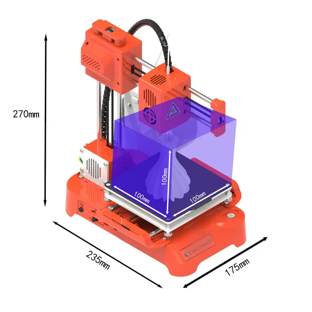Entry Level Mini 3D Printer 100x100x100mm for Student & DIY, PLA/TPU Compatible with Power Adapter 2
