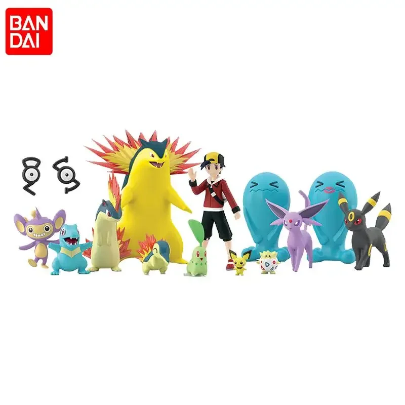 Bandai Pokemon Scale World Shokugan Pikachu Stephen Cyndaquil Chikorita Umbreon Typhlogion Gold Kawaii Action Figure Candy Toys