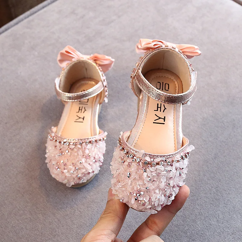 

Summer New Girls' Rhinestone Bow Tie Casual Baotou Sandals Children's Soft Sole Non Slip Sports Beach Shoes
