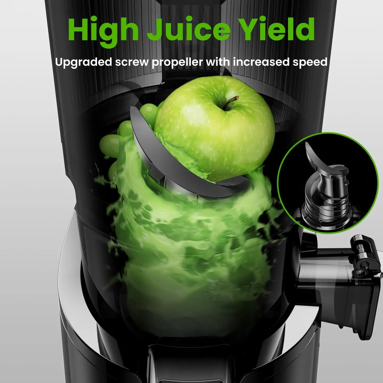 Cold Press Juicer, Slow Masticating Machines with 5.4" Extra Large Feed Chute Fit Whole Fruits & Vegetables Easy Clean Sel 3