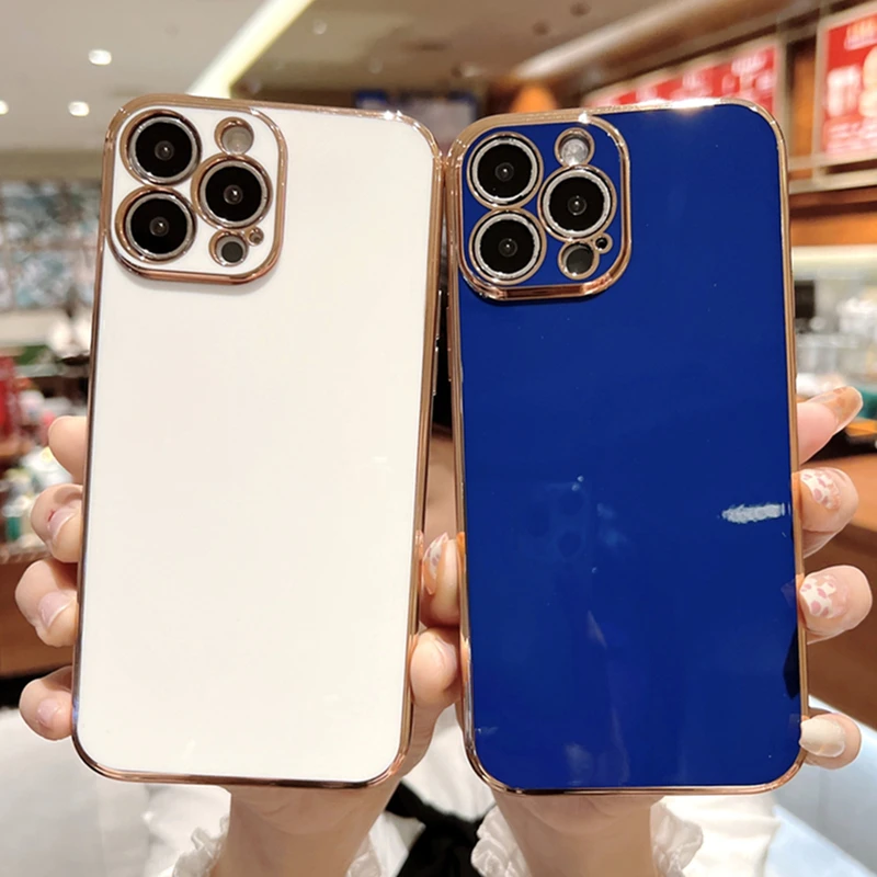 Solid Plating Camera Lens Protection Phone Case For iPhone 12 11 13 14