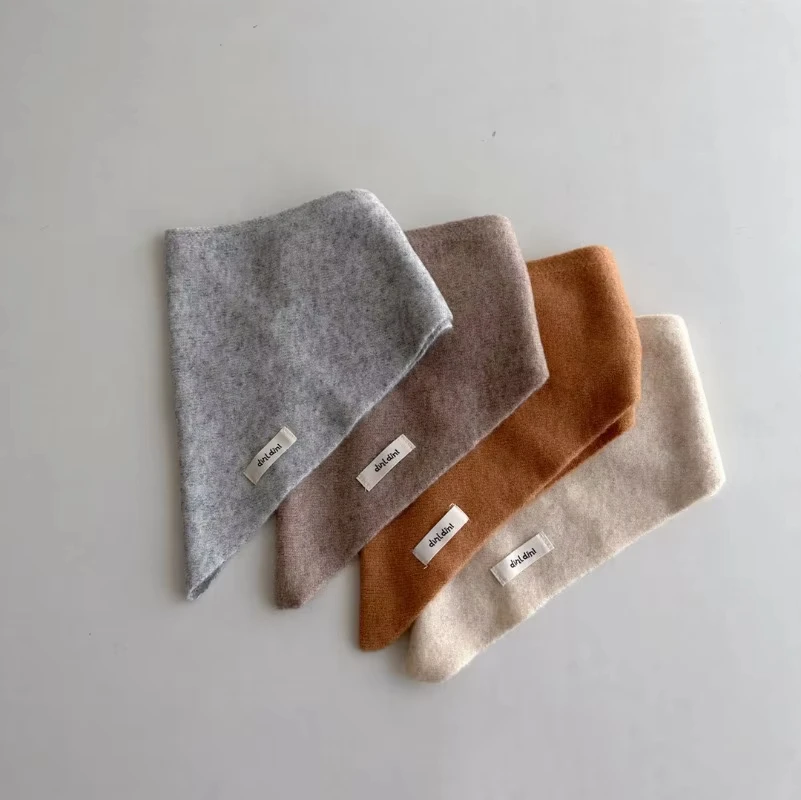 Baby Scarf Wool Scarf Winter Wool Baby Scarf Warm Cashmere Triangle Neckerchief Shawl Solid Color Kids Boys Girls Drool Saliva Towels
