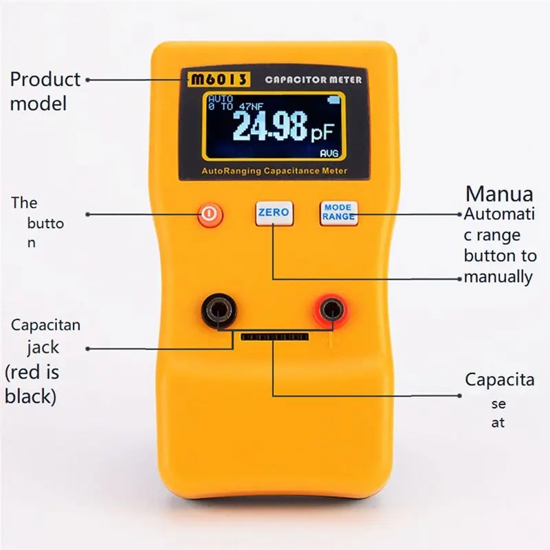 CLCU M6013 고정밀 커패시터 미터 전문 측정 커패시턴스 저항 커패시터 회로 테스터 측정