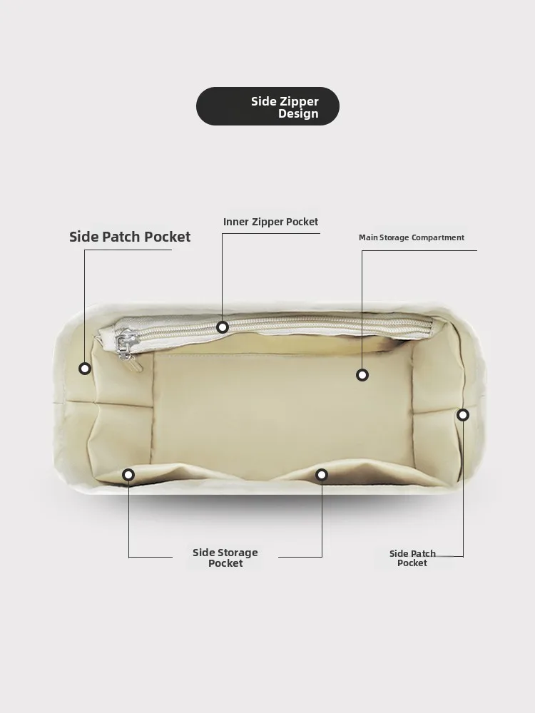 Lightweight Nylon Inner Bag for  Trousee Lunch Box Bag Storage Organizer Square ape Universal Zipper Closure Cosmetic...