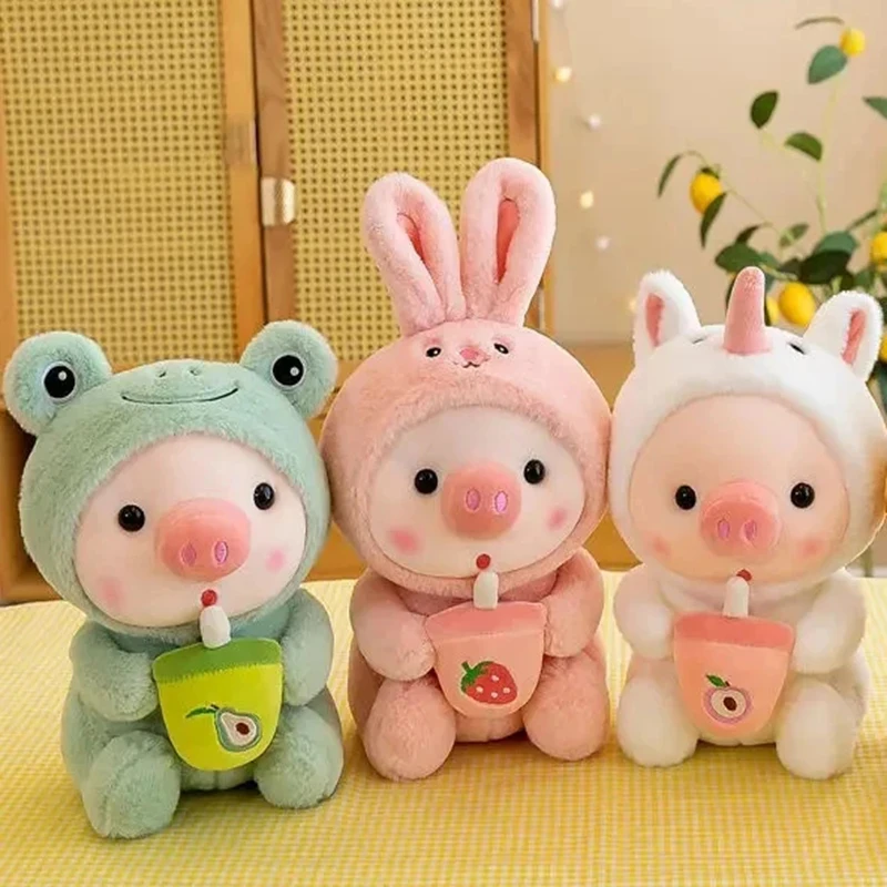 25CM Soft Cute Baby Milk Tea Pig Plush Toy Stuffed Animal Rabbit Frog Unicorn Pillow Doll Toys